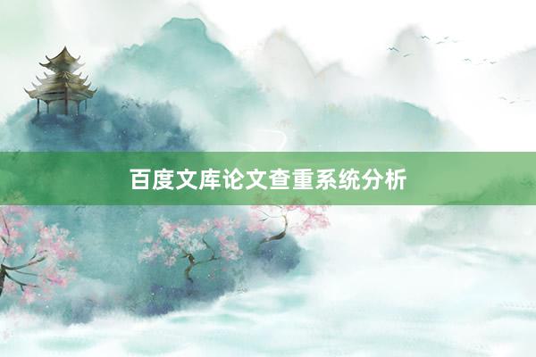 百度文库论文查重系统分析